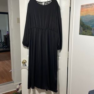 Shein long black dress. Eyelash lace back opening